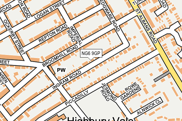 NG6 9GP map - OS OpenMap – Local (Ordnance Survey)