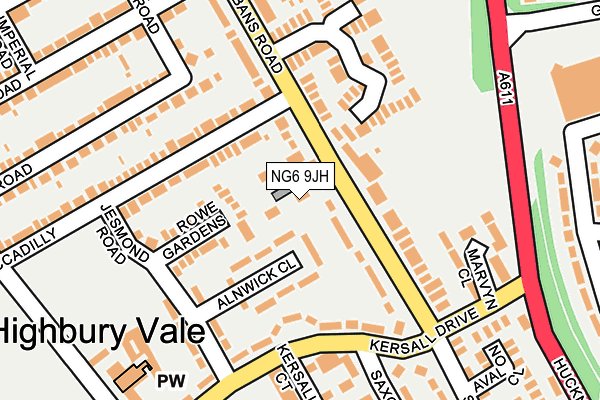 NG6 9JH map - OS OpenMap – Local (Ordnance Survey)