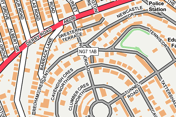 NG7 1AB map - OS OpenMap – Local (Ordnance Survey)