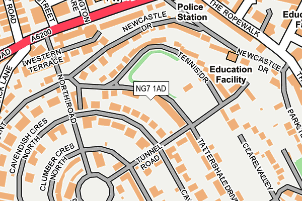 NG7 1AD map - OS OpenMap – Local (Ordnance Survey)