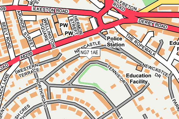 NG7 1AE map - OS OpenMap – Local (Ordnance Survey)