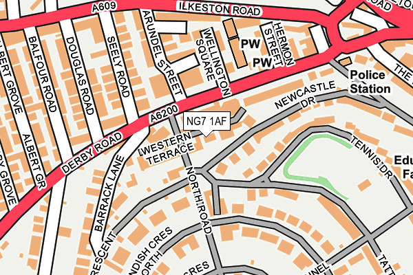 NG7 1AF map - OS OpenMap – Local (Ordnance Survey)