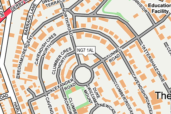 NG7 1AL map - OS OpenMap – Local (Ordnance Survey)