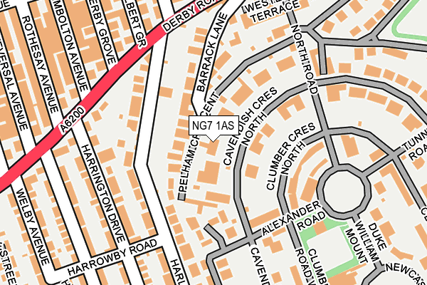 NG7 1AS map - OS OpenMap – Local (Ordnance Survey)