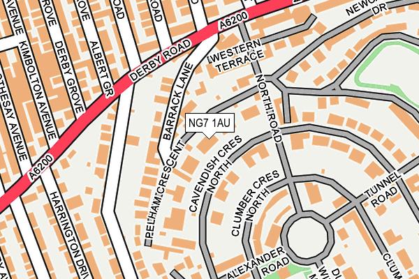 NG7 1AU map - OS OpenMap – Local (Ordnance Survey)