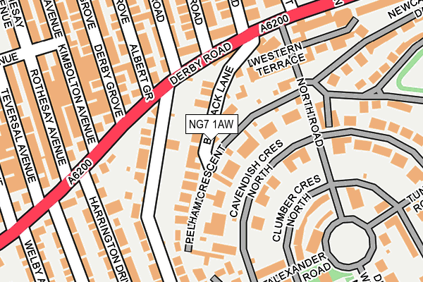 NG7 1AW map - OS OpenMap – Local (Ordnance Survey)