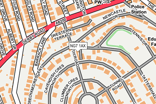 NG7 1AX map - OS OpenMap – Local (Ordnance Survey)