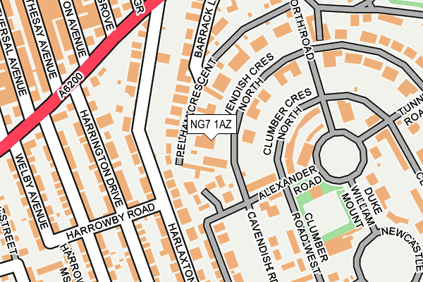 NG7 1AZ map - OS OpenMap – Local (Ordnance Survey)