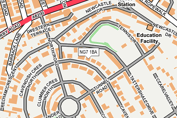 NG7 1BA map - OS OpenMap – Local (Ordnance Survey)