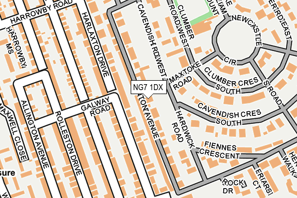 NG7 1DX map - OS OpenMap – Local (Ordnance Survey)