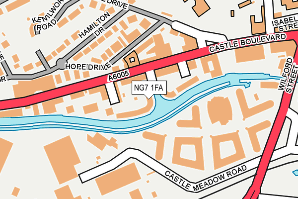 NG7 1FA map - OS OpenMap – Local (Ordnance Survey)