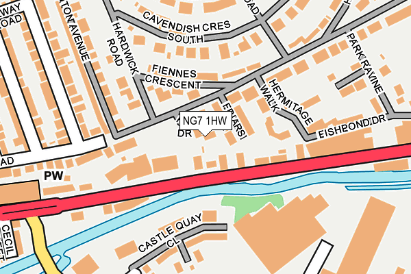 NG7 1HW map - OS OpenMap – Local (Ordnance Survey)