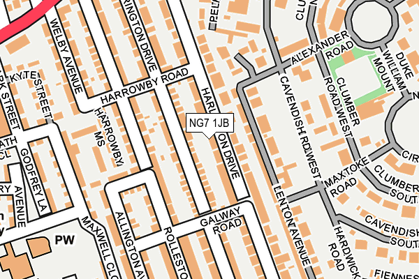 NG7 1JB map - OS OpenMap – Local (Ordnance Survey)