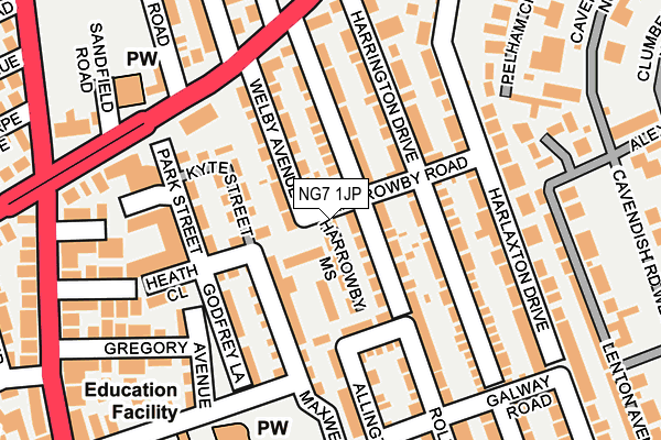 NG7 1JP map - OS OpenMap – Local (Ordnance Survey)