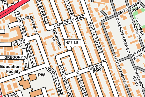 NG7 1JU map - OS OpenMap – Local (Ordnance Survey)