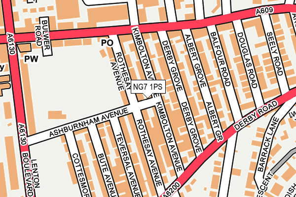 NG7 1PS map - OS OpenMap – Local (Ordnance Survey)