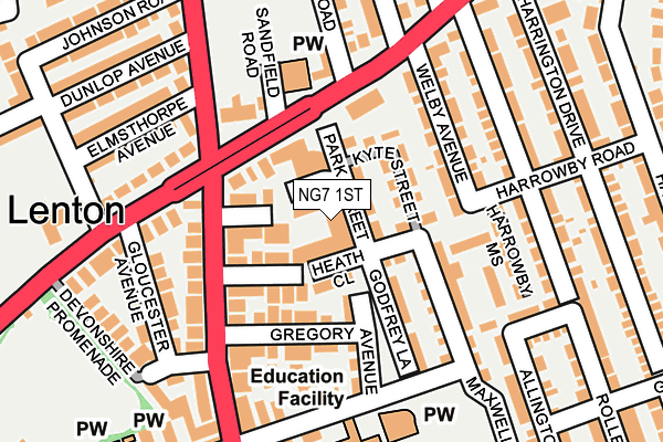 NG7 1ST map - OS OpenMap – Local (Ordnance Survey)