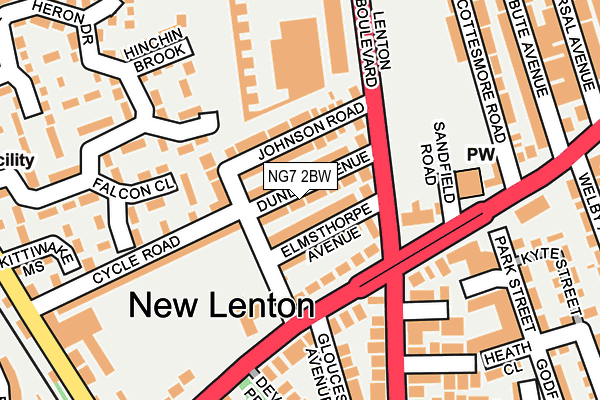 NG7 2BW map - OS OpenMap – Local (Ordnance Survey)