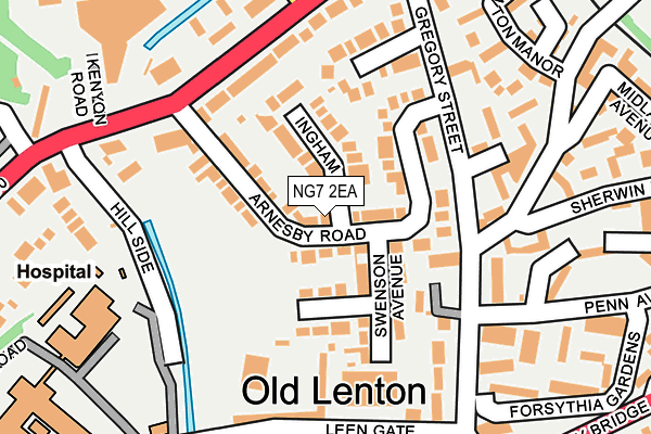 NG7 2EA map - OS OpenMap – Local (Ordnance Survey)