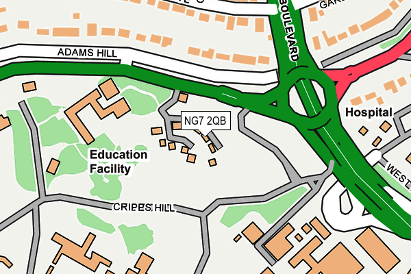 NG7 2QB map - OS OpenMap – Local (Ordnance Survey)