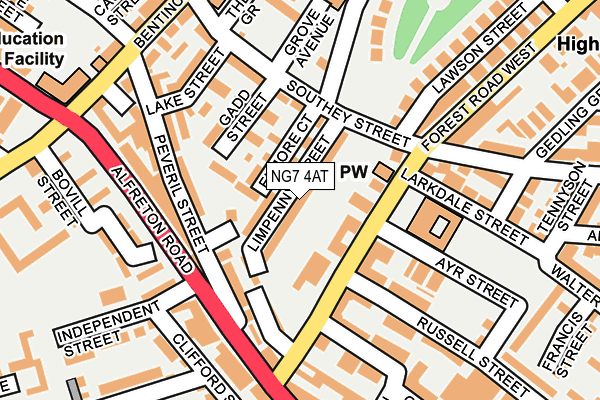 NG7 4AT map - OS OpenMap – Local (Ordnance Survey)