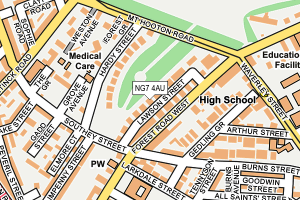 NG7 4AU map - OS OpenMap – Local (Ordnance Survey)