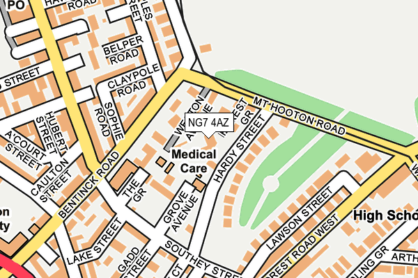 NG7 4AZ map - OS OpenMap – Local (Ordnance Survey)