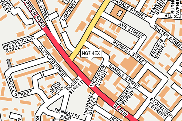 NG7 4EX map - OS OpenMap – Local (Ordnance Survey)