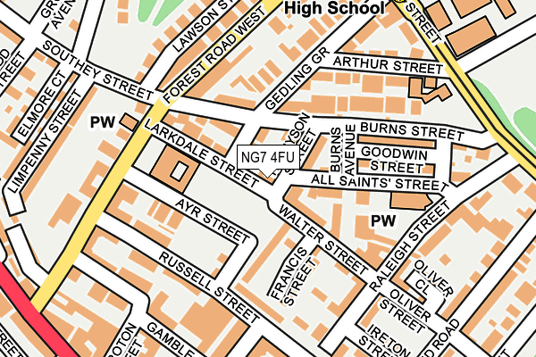 NG7 4FU map - OS OpenMap – Local (Ordnance Survey)