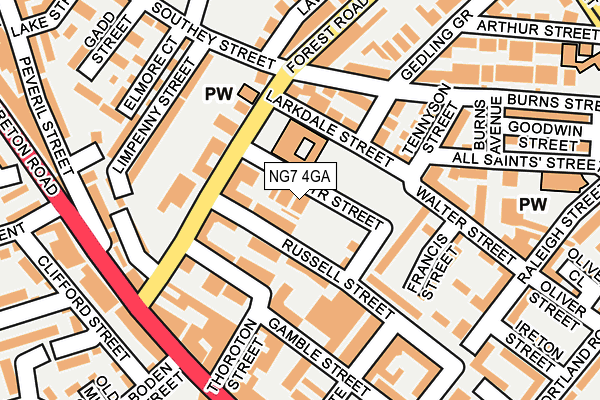 NG7 4GA map - OS OpenMap – Local (Ordnance Survey)