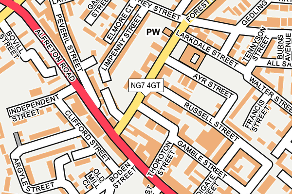 NG7 4GT map - OS OpenMap – Local (Ordnance Survey)