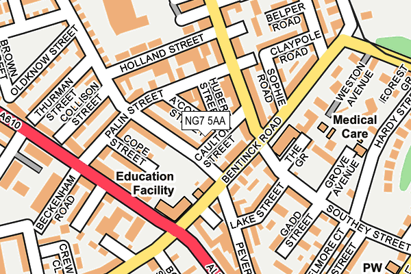 NG7 5AA map - OS OpenMap – Local (Ordnance Survey)