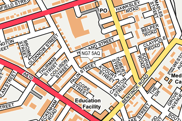 NG7 5AQ map - OS OpenMap – Local (Ordnance Survey)