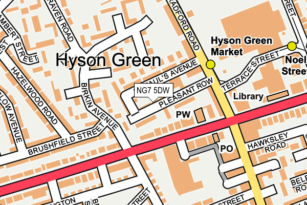 NG7 5DW map - OS OpenMap – Local (Ordnance Survey)