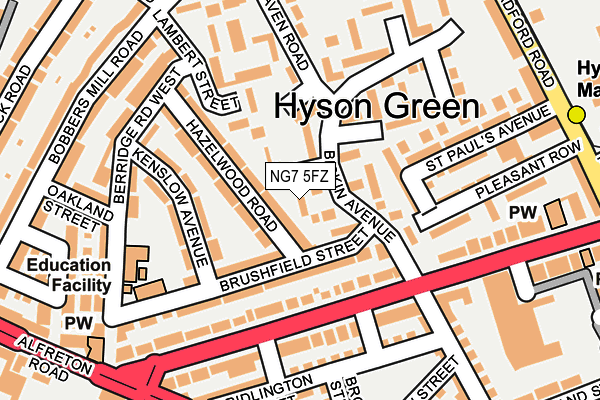 NG7 5FZ map - OS OpenMap – Local (Ordnance Survey)