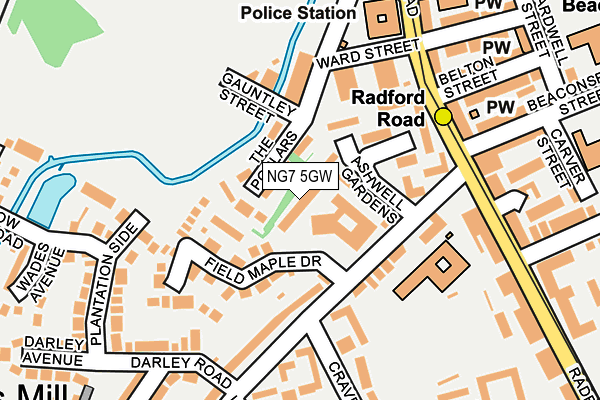 NG7 5GW map - OS OpenMap – Local (Ordnance Survey)