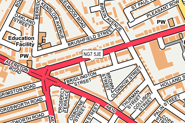 NG7 5JE map - OS OpenMap – Local (Ordnance Survey)