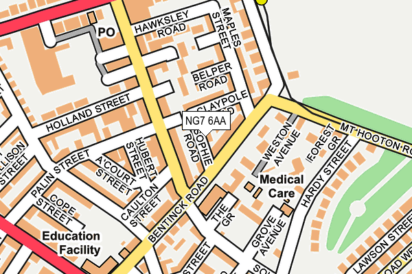 NG7 6AA map - OS OpenMap – Local (Ordnance Survey)