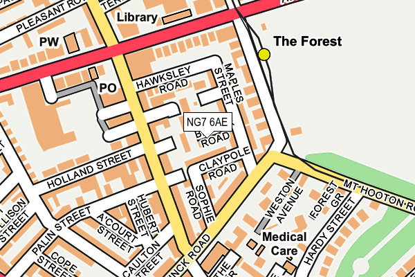 NG7 6AE map - OS OpenMap – Local (Ordnance Survey)