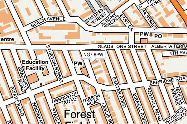 NG7 6PW map - OS OpenMap – Local (Ordnance Survey)