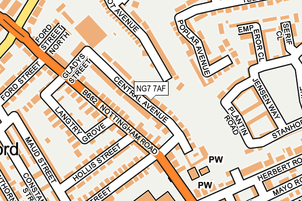NG7 7AF map - OS OpenMap – Local (Ordnance Survey)