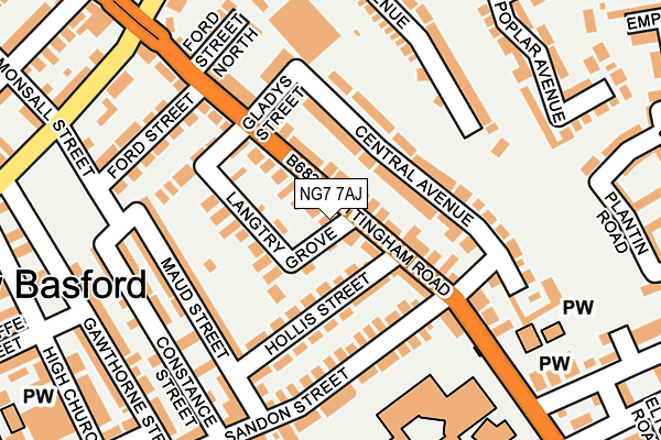 NG7 7AJ map - OS OpenMap – Local (Ordnance Survey)