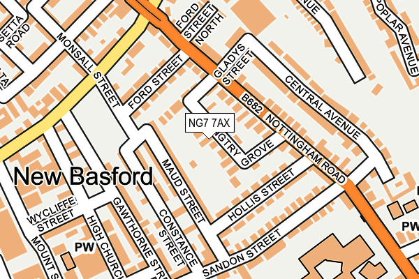 NG7 7AX map - OS OpenMap – Local (Ordnance Survey)