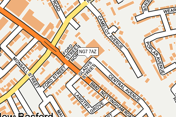 NG7 7AZ map - OS OpenMap – Local (Ordnance Survey)