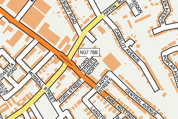 NG7 7BB map - OS OpenMap – Local (Ordnance Survey)