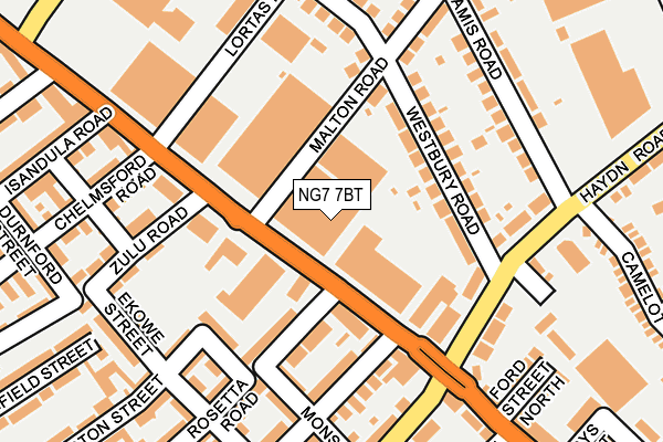 NG7 7BT map - OS OpenMap – Local (Ordnance Survey)