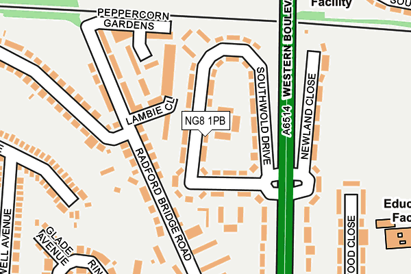 NG8 1PB map - OS OpenMap – Local (Ordnance Survey)