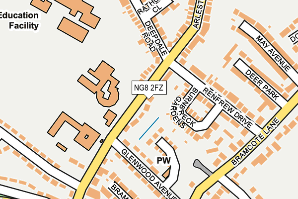 NG8 2FZ map - OS OpenMap – Local (Ordnance Survey)