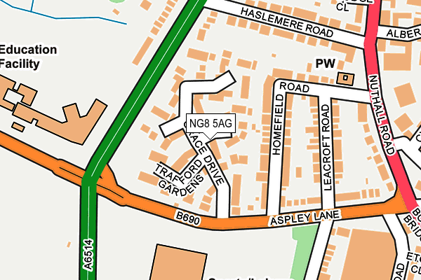 NG8 5AG map - OS OpenMap – Local (Ordnance Survey)