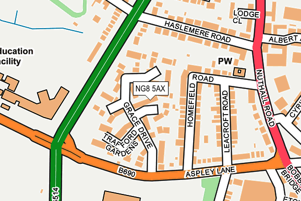 NG8 5AX map - OS OpenMap – Local (Ordnance Survey)